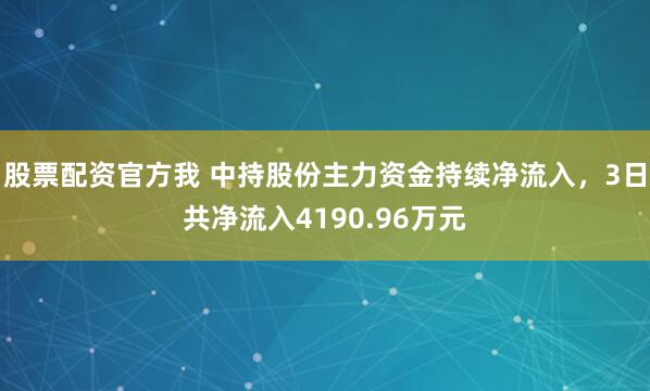 股票配资官方我 中持股份主力资金持续净流入,3日共净流入4190.96万元